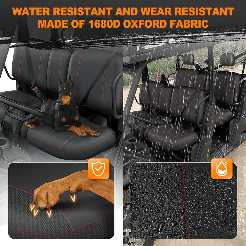 BORDAN UTV Seat Cover for Can Am Defender MAX 2018-2024/MAX DPS 2017-2024, Heavy Duty 1680D Waterproof Full Protection Outdoor Seat Cover Set(14 PCS) - Image 2